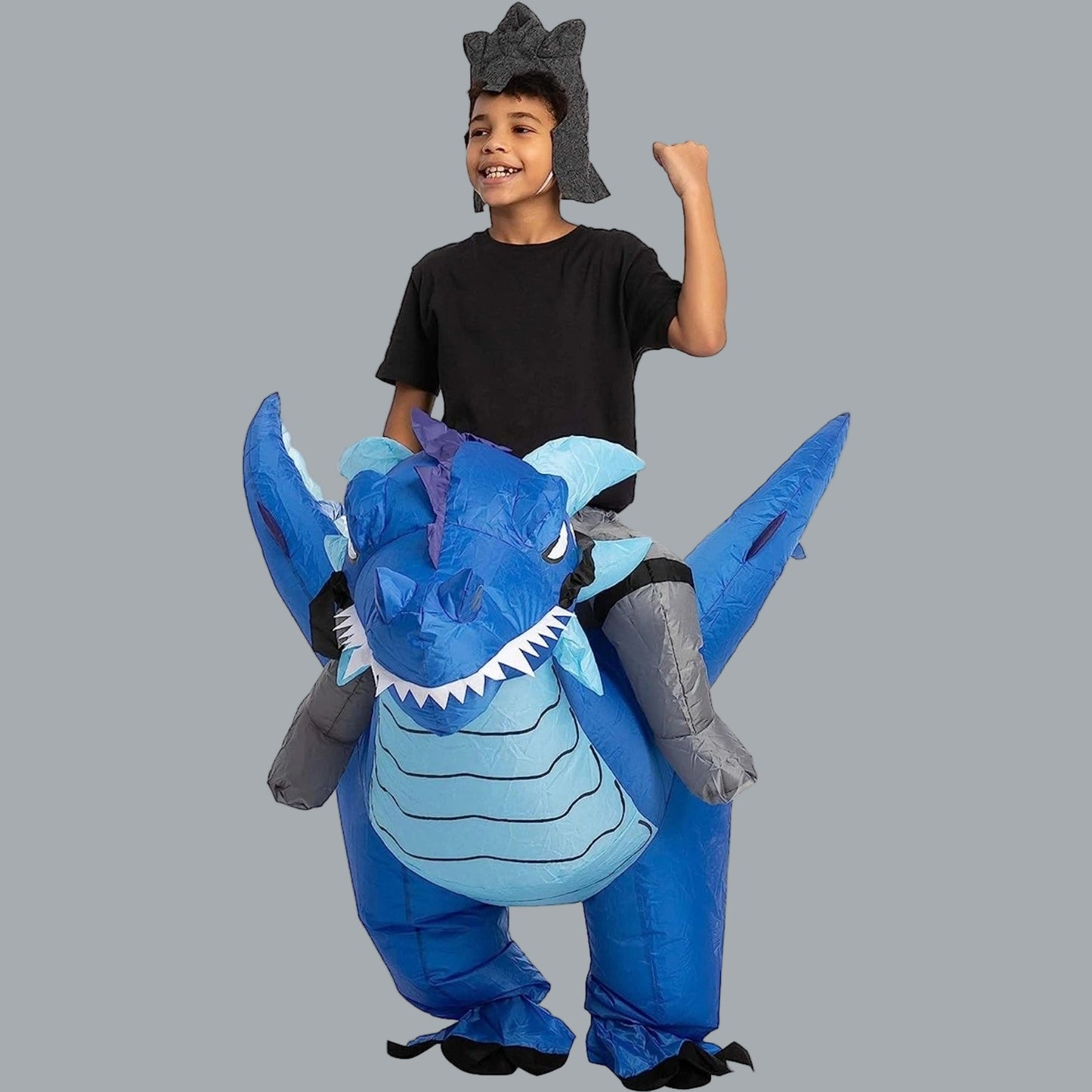Inflatable Costume Ride Ice Dragon Inflatable Costume Blue Unisex Child 7-10 yr