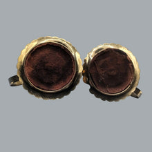 Load image into Gallery viewer, Pair of Vintage Brass Candlestick Holders &amp; Blue Hobnail Glass Hurricane Shades
