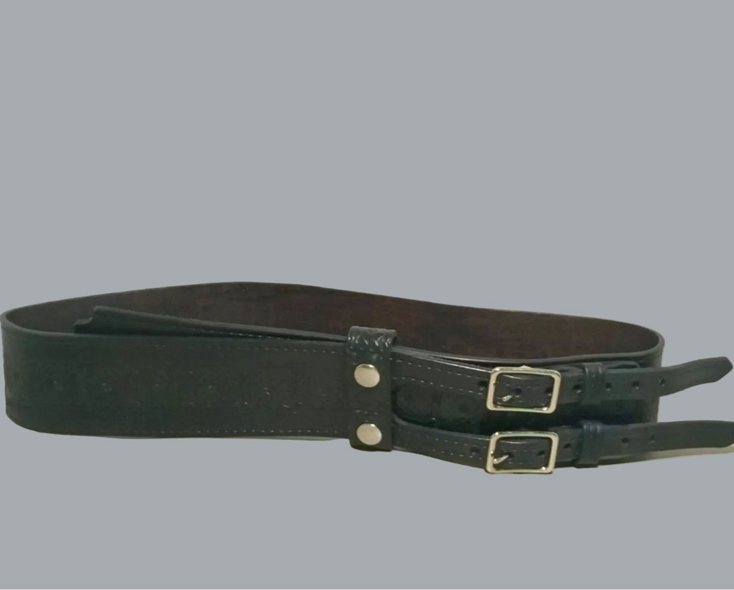 Holy Heck USA Full Grain Leather Double Buckle Kilt Belt 2.5" Celtic 39-44"waist