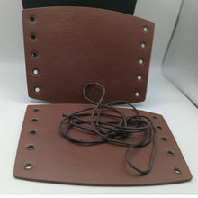 Load image into Gallery viewer, Gothic Wolf Faux Leather Brown Arm Bracers (Pair) For Renaissance Faire
