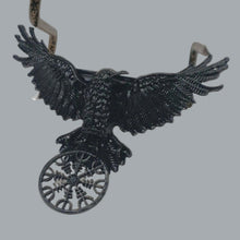 Load image into Gallery viewer, Viking Crow Hairpin - Matte Black Raven Hair Clip Gothic Norse Renaissance Faire
