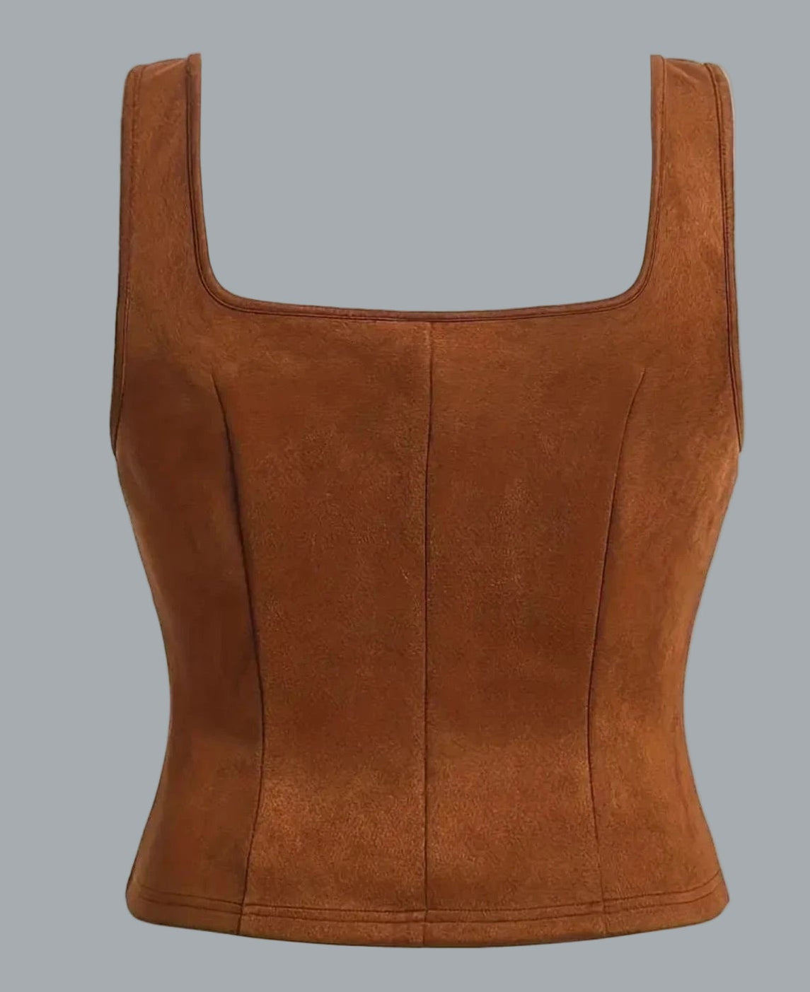 Vintage-Inspired Elegant Brown Crop Top drawstring lace-up front Size 12