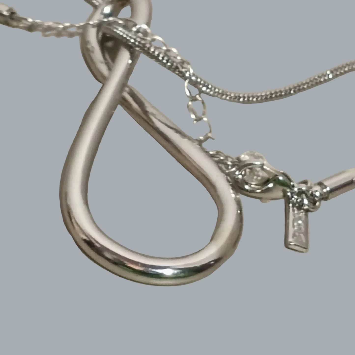 WHBM Silver Tone Teardrop Pendant Necklace 32in Chain 3in Drop
