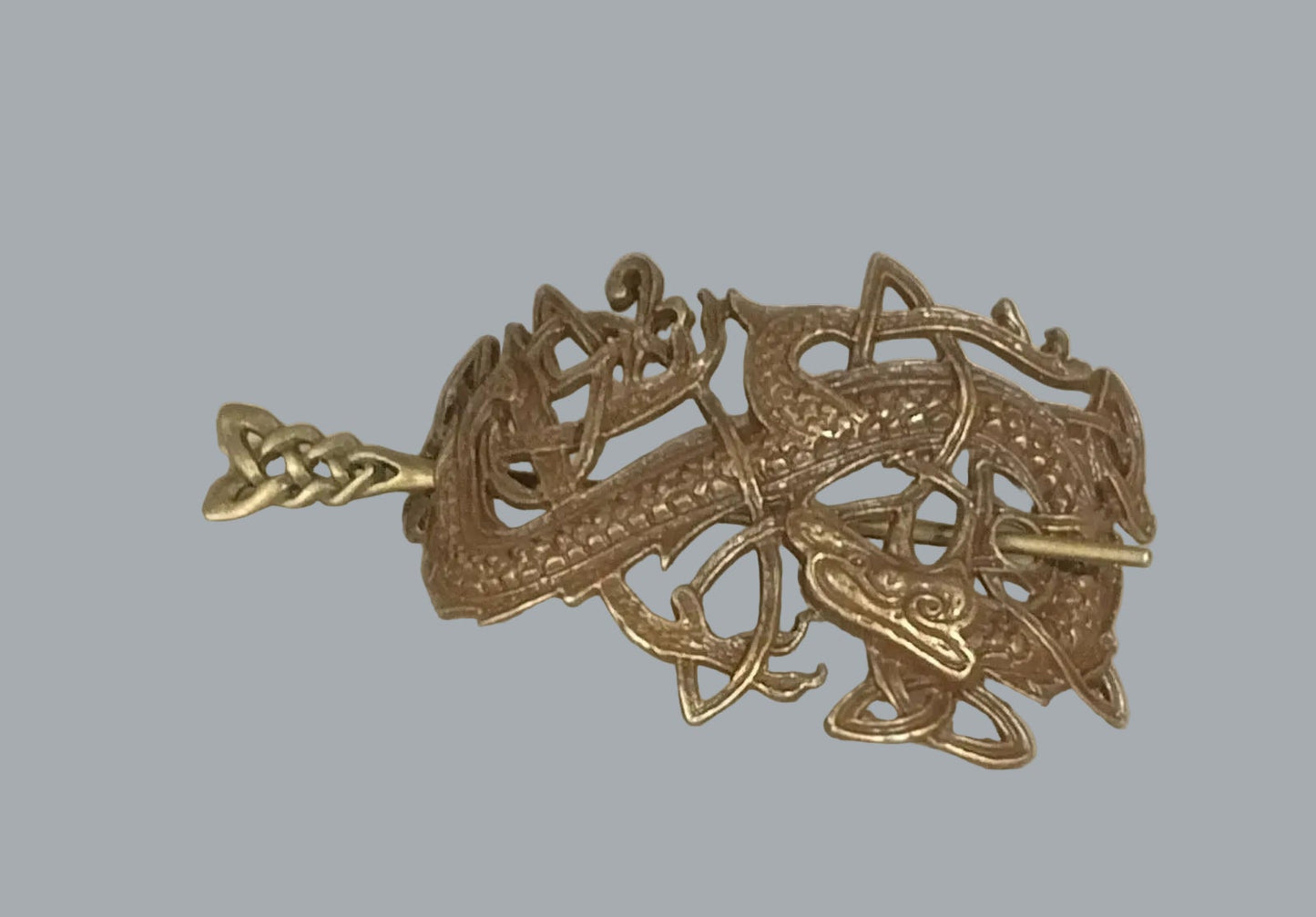 Celtic Dragon Hair Slide Barrette Ponytail Holder Ren Faire Viking