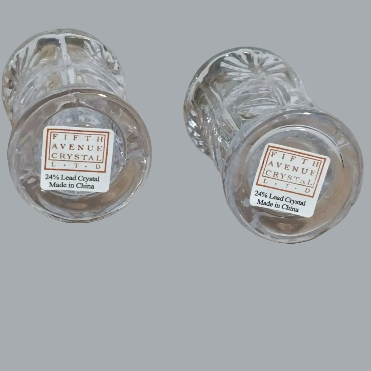 Fifth Avenue Crystal LTD 24% Lead Crystal Salt & Pepper Shakers 5.5"
