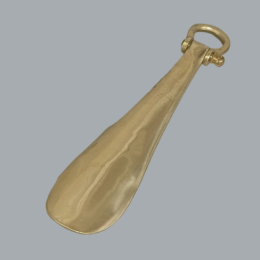 Vintage Brass Shoe Horn w/ Swivel Hanging Loop 9.75"