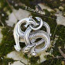 Load image into Gallery viewer, Vintage Viking Dragon Brooch Amulet Pattern With Holiday Jewelry Gift

