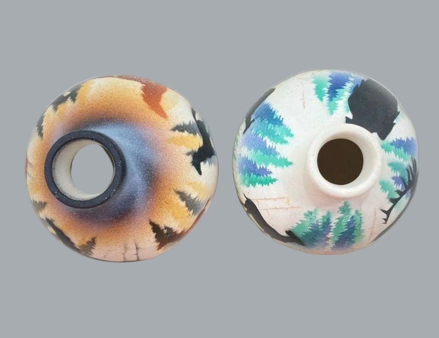 T. Blau Signed “Born Free” Cedar Mesa Mini Pottery 2pc Set