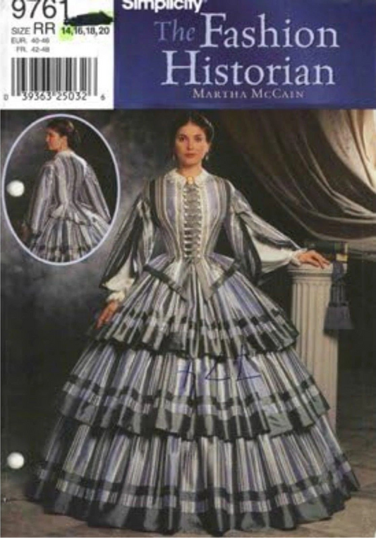 Simplicity 9761 Civil War Era Dress Pattern UNCUT FF OOP size RR (14-16-18-20)