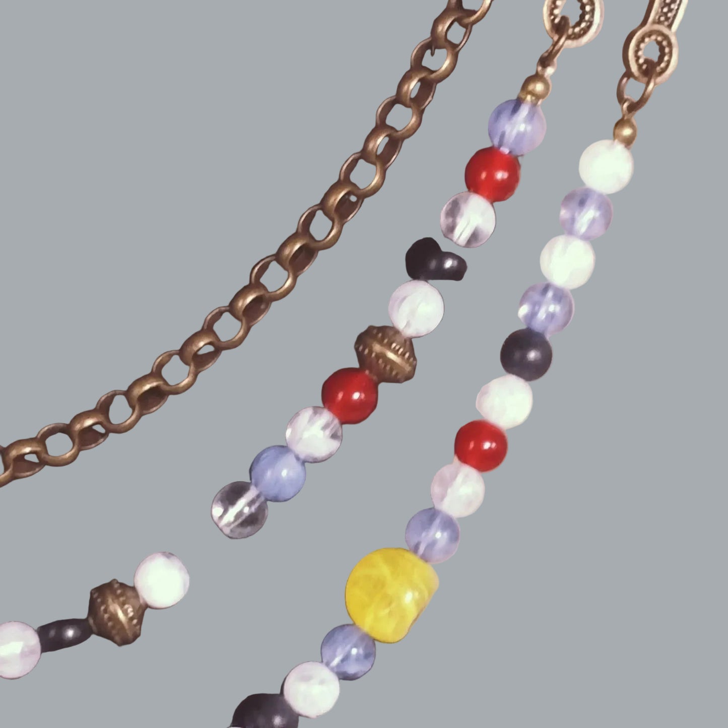 Viking Oval Brooch Pair w/ Chain & Beaded Drapes Cloak Pins NWT