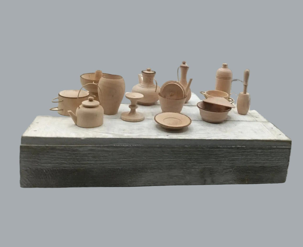 12 Mini Wooden Kitchen Utensils Set Dollhouse Craft Unfinished Wood Decor