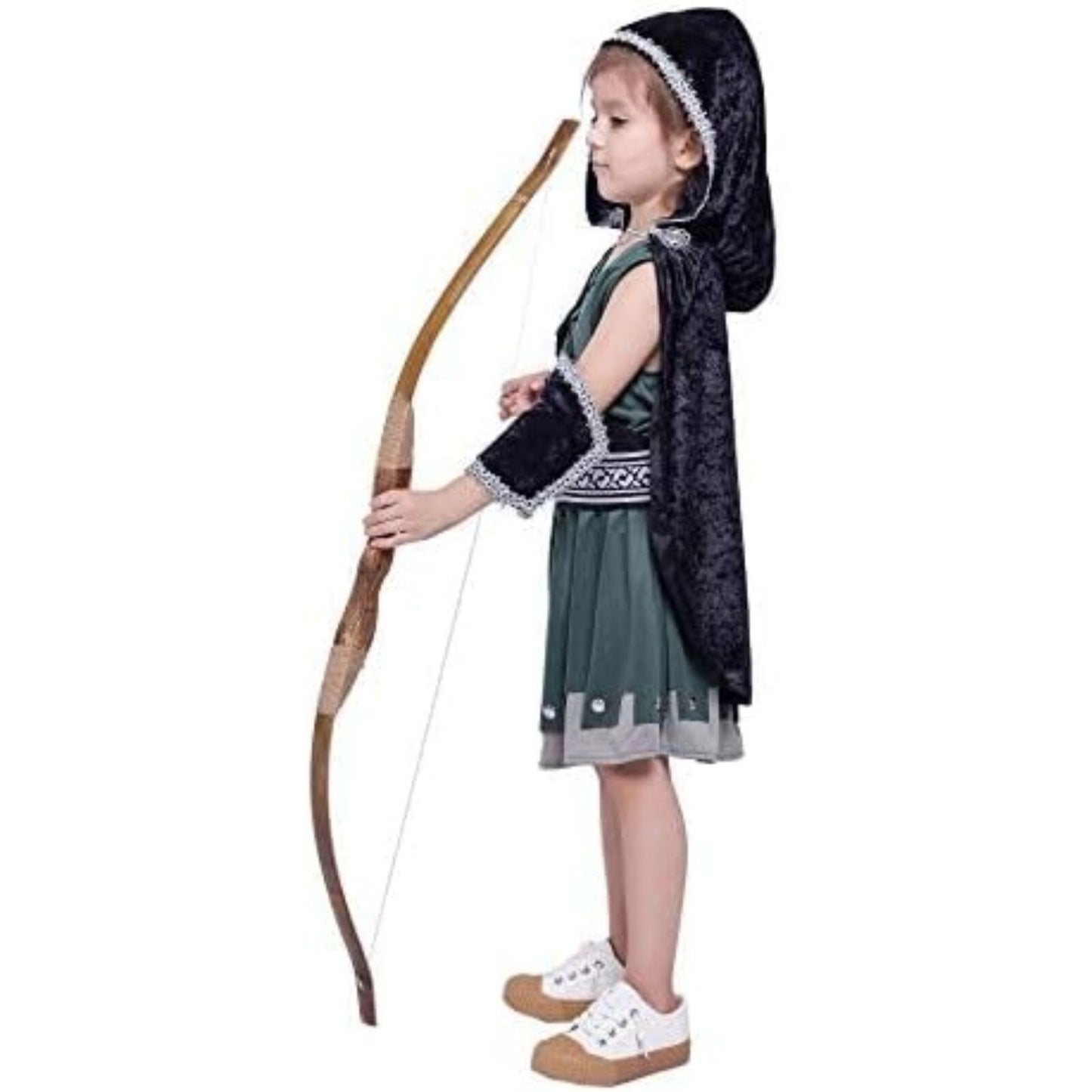 Warrior Night Hooded Huntress Costume for Cosplay Tween Girls with Accs L10-12yr
