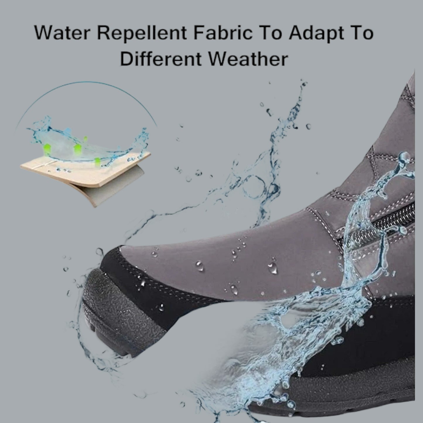Snow Warm Ankle Boots Waterproof Outdoor Slip On Fur Lined Anti-Slip Zipper 9.5