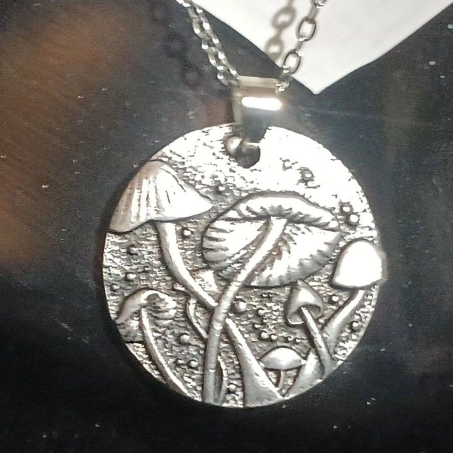 Whimsical Triple Mushroom Silvertone Jewelry Pendant Nature-Inspired Fantasy