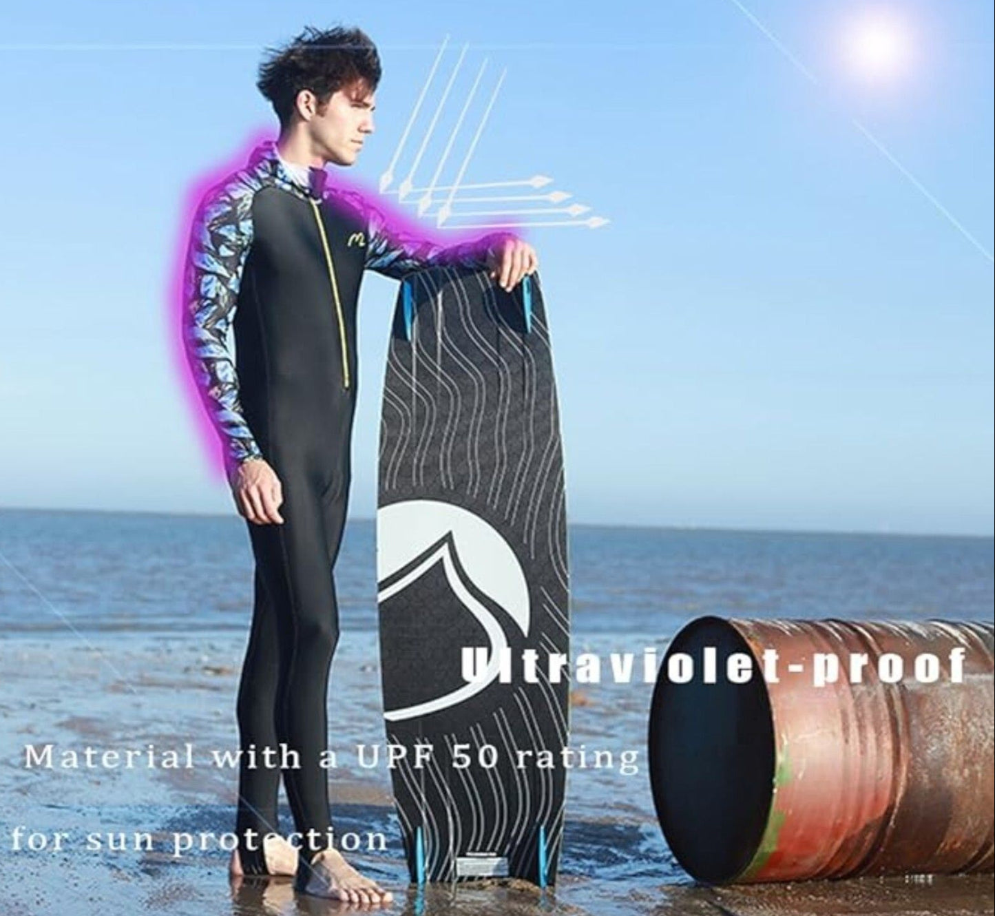 Rash Guard UPF 50+ UV Sunprotection Unisex Full Body Diving Suit Breathable Lg