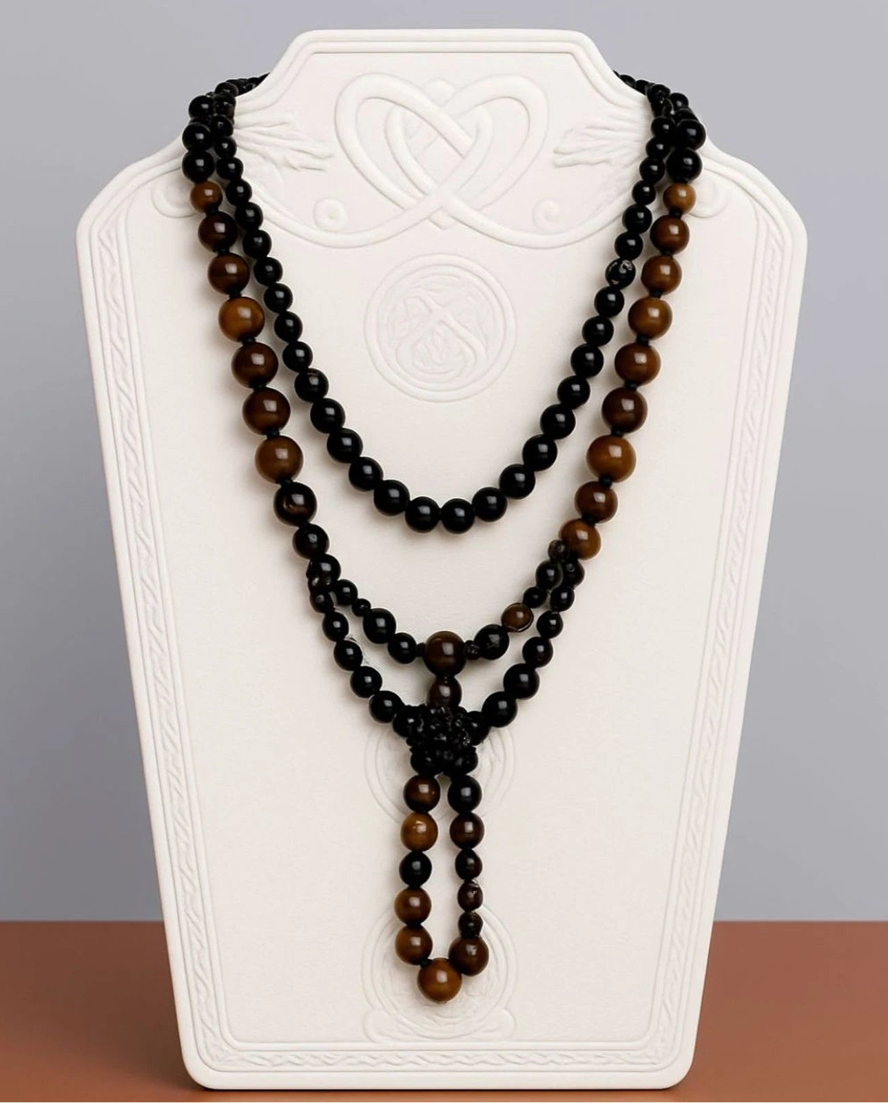 94" Pearlized Brown Infinity Strand Necklace – Extra Long Layering Bead Strand