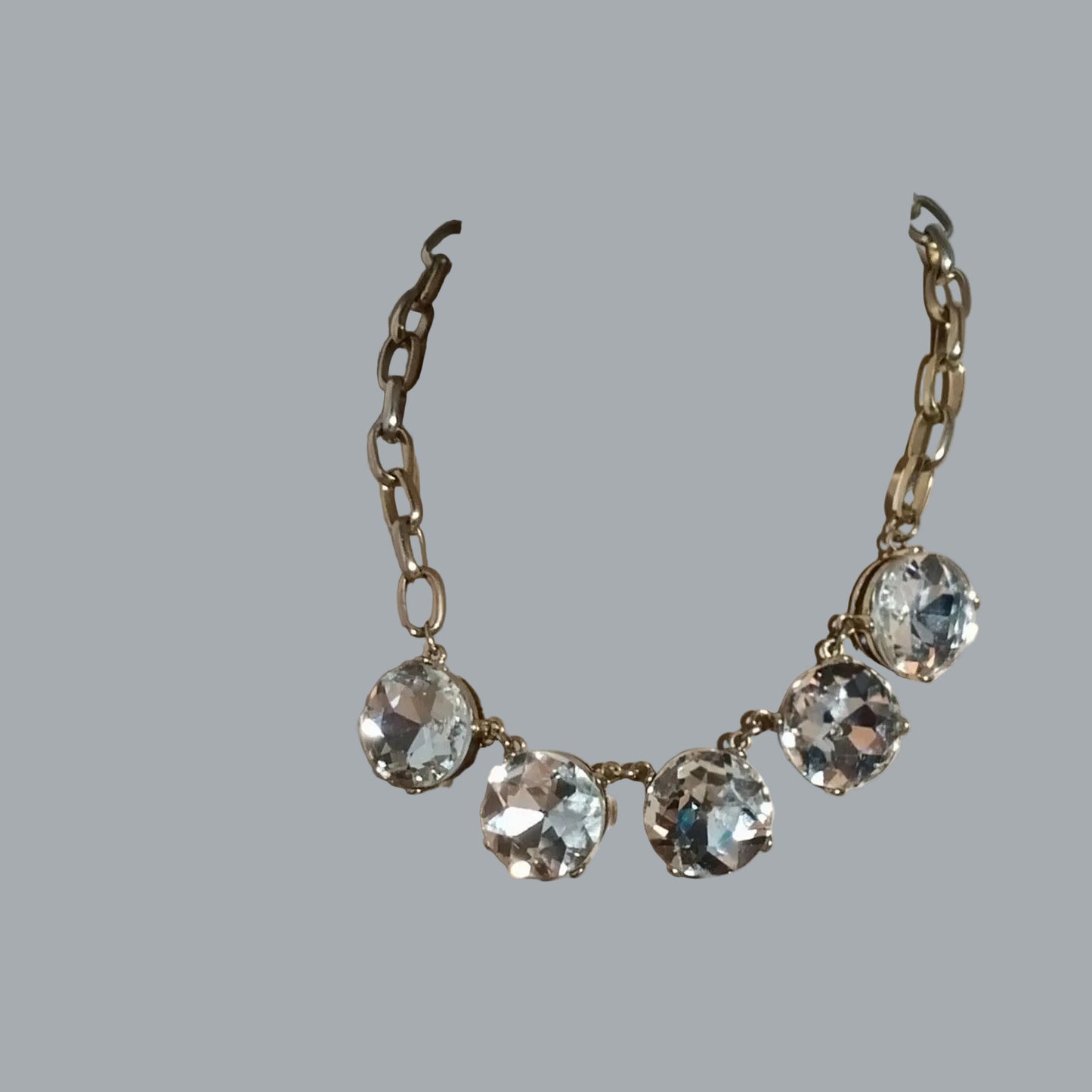 Express Gold Tone Crystal Rhinestone Statement Necklace 17" + Extender