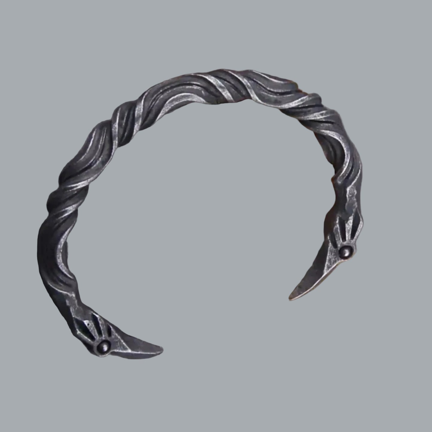 Raven Head Viking Torc Bracelet Black Metal