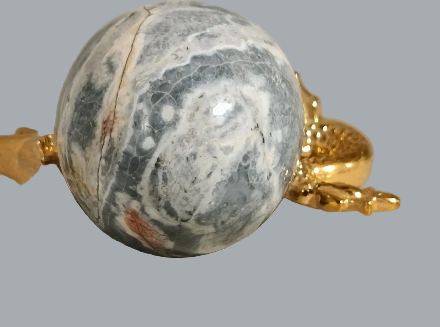 3" Polished Natural Stone Egg Gray White Red Stone