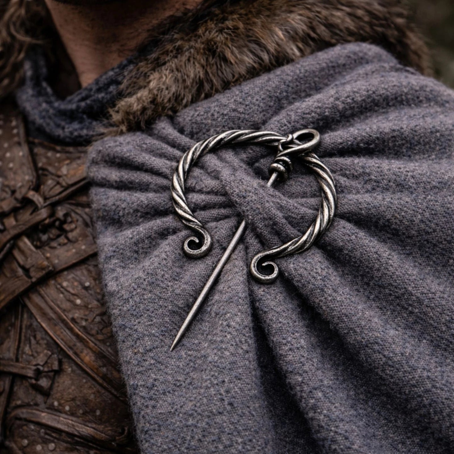 Viking-Style Penannular Cloak Pin Brooch Shawl Scarf Fastener 2.5"