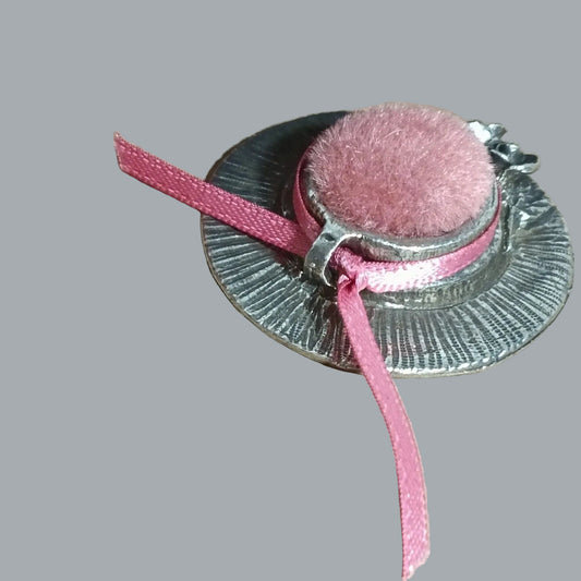 Past Times Victorian Sunhat Pincushion English Pewter Boxed 2in