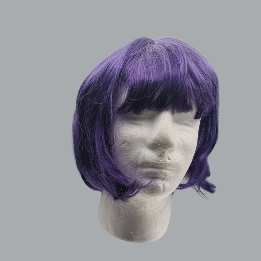 Vibrant Short Purple Synthetic Wig for Cosplay & Costume Parties