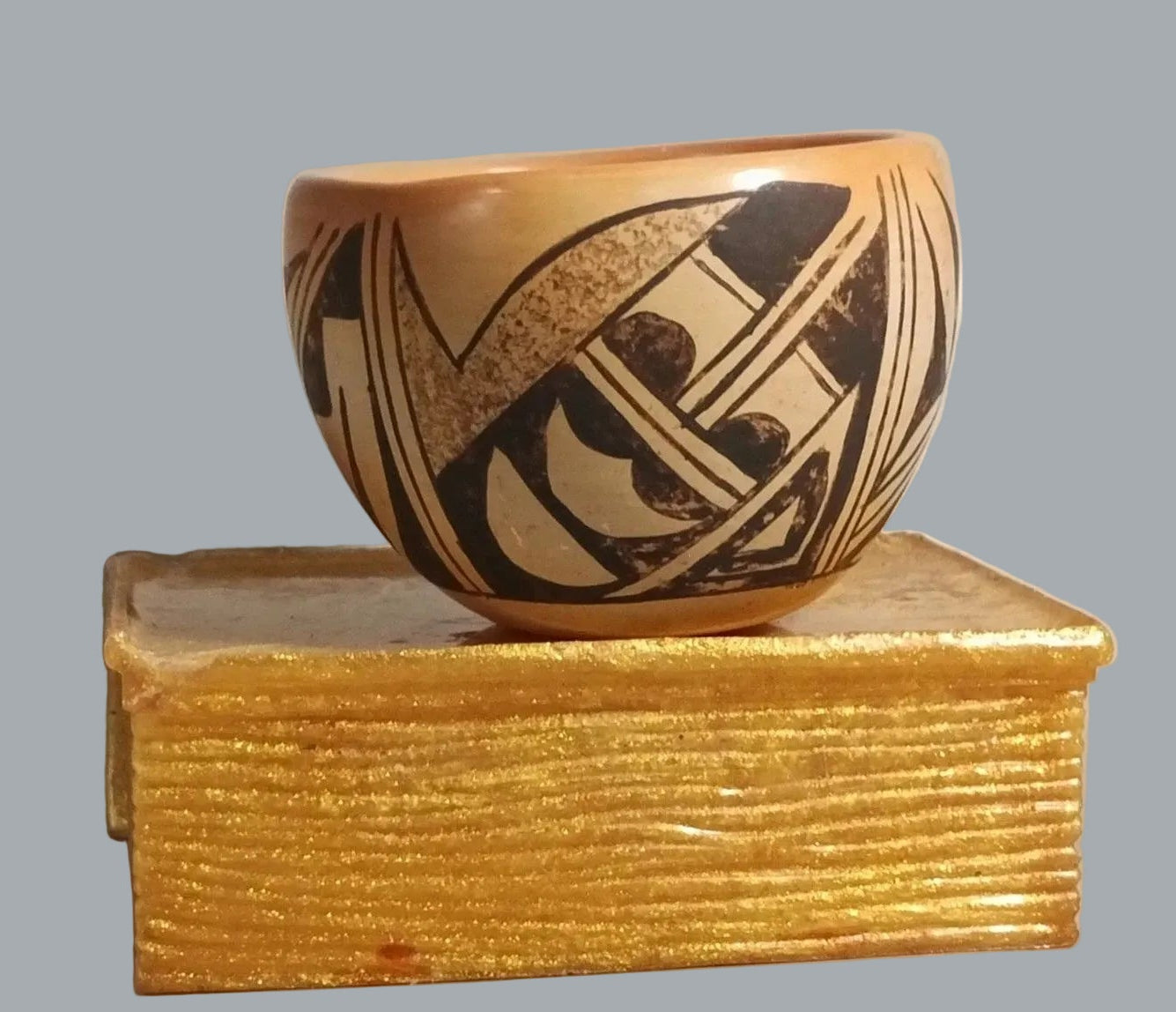 Signed E. Polleheco Southwest Pueblo Miniature Pottery Bowl 3"