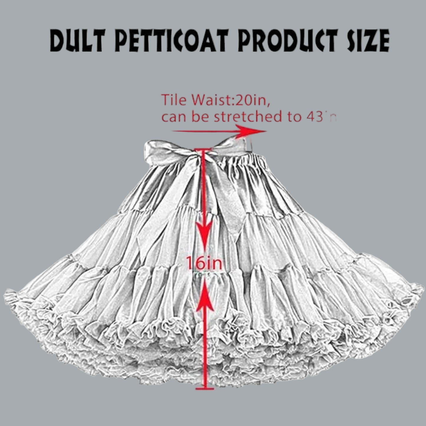 Petticoat Skirt Adult Puffy Tutu Layered Ballet Tulle Dress Costume Black OSFM
