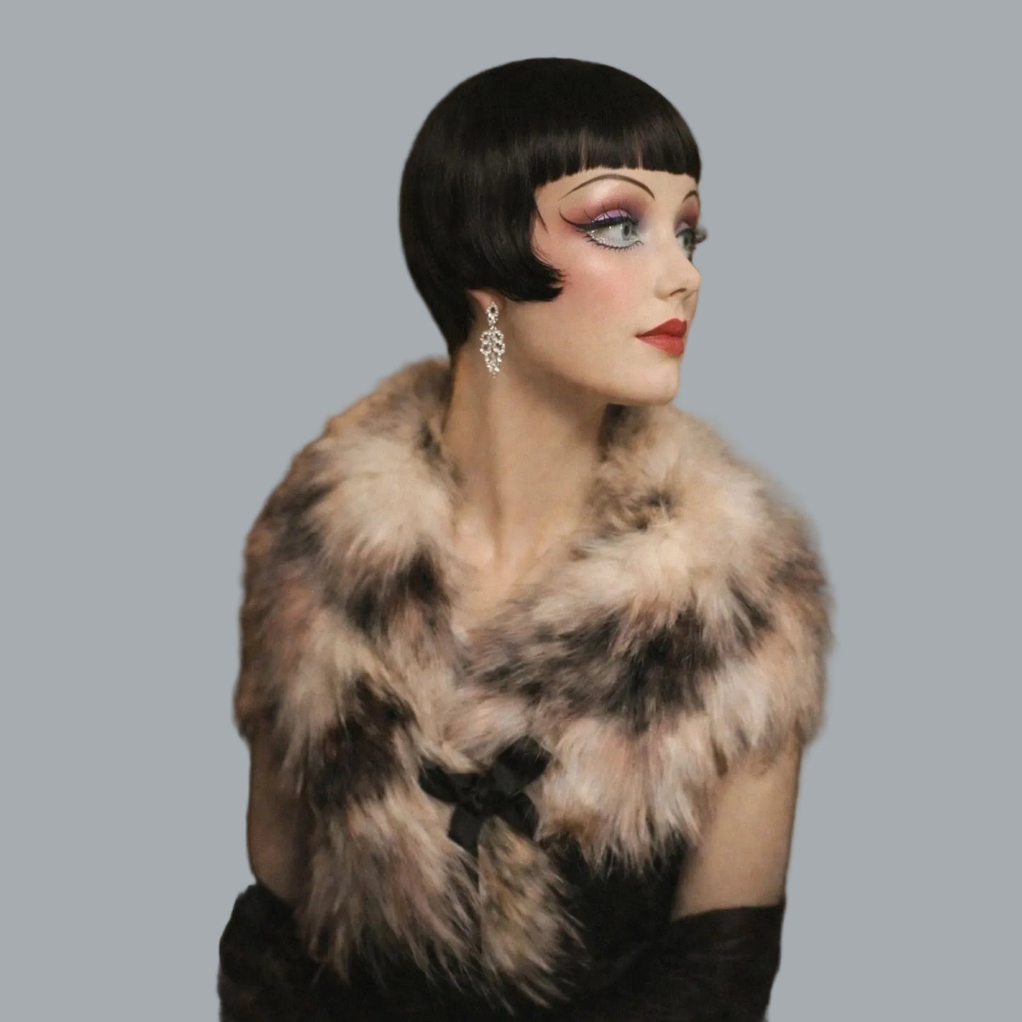 Mossimo Supply Co. Faux Fur Scarf Stole Gray Ivory Brown Plush Winter Wrap