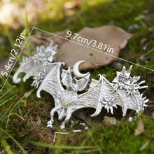 Load image into Gallery viewer, Bat Hair Barrette Silvertone Spread-winged Bat With a Detailed Body
