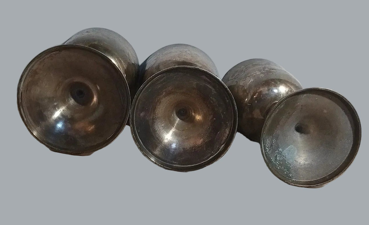 Vintage Silver Plated Engraved Goblets Set of 3 6.5" Tarnished