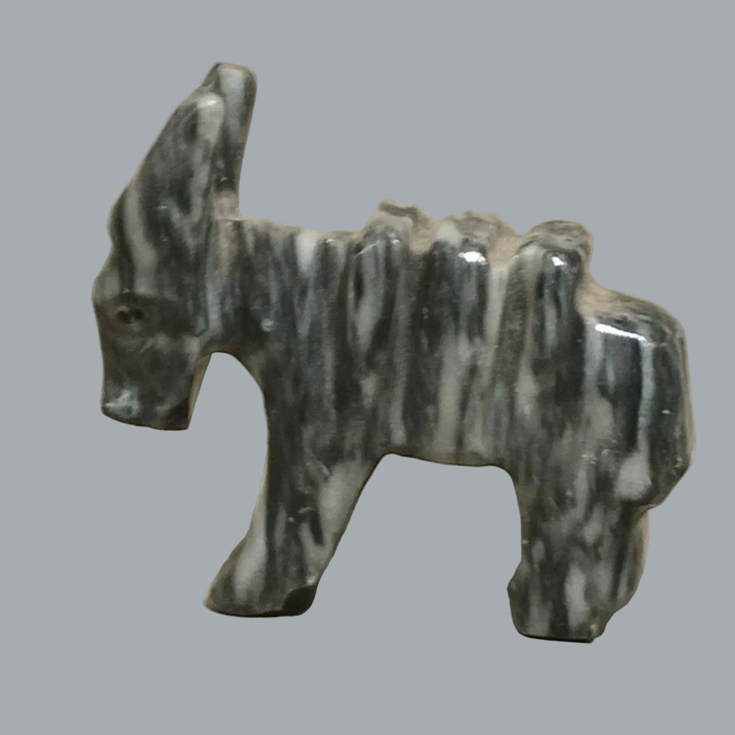 Vintage Hand Carved Stone Donkey Figurines Pair Gray & White