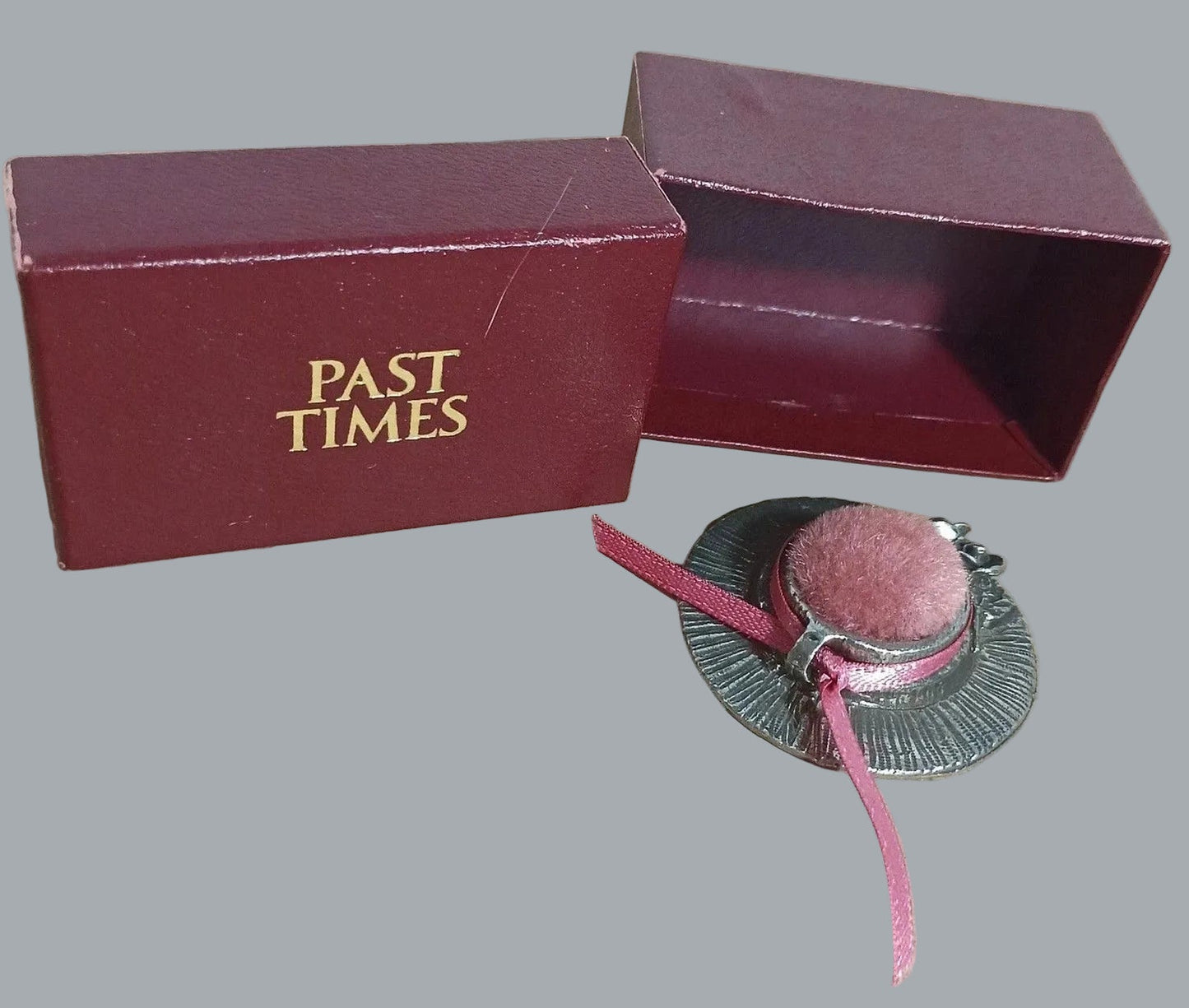 Past Times Victorian Sunhat Pincushion English Pewter Boxed 2in