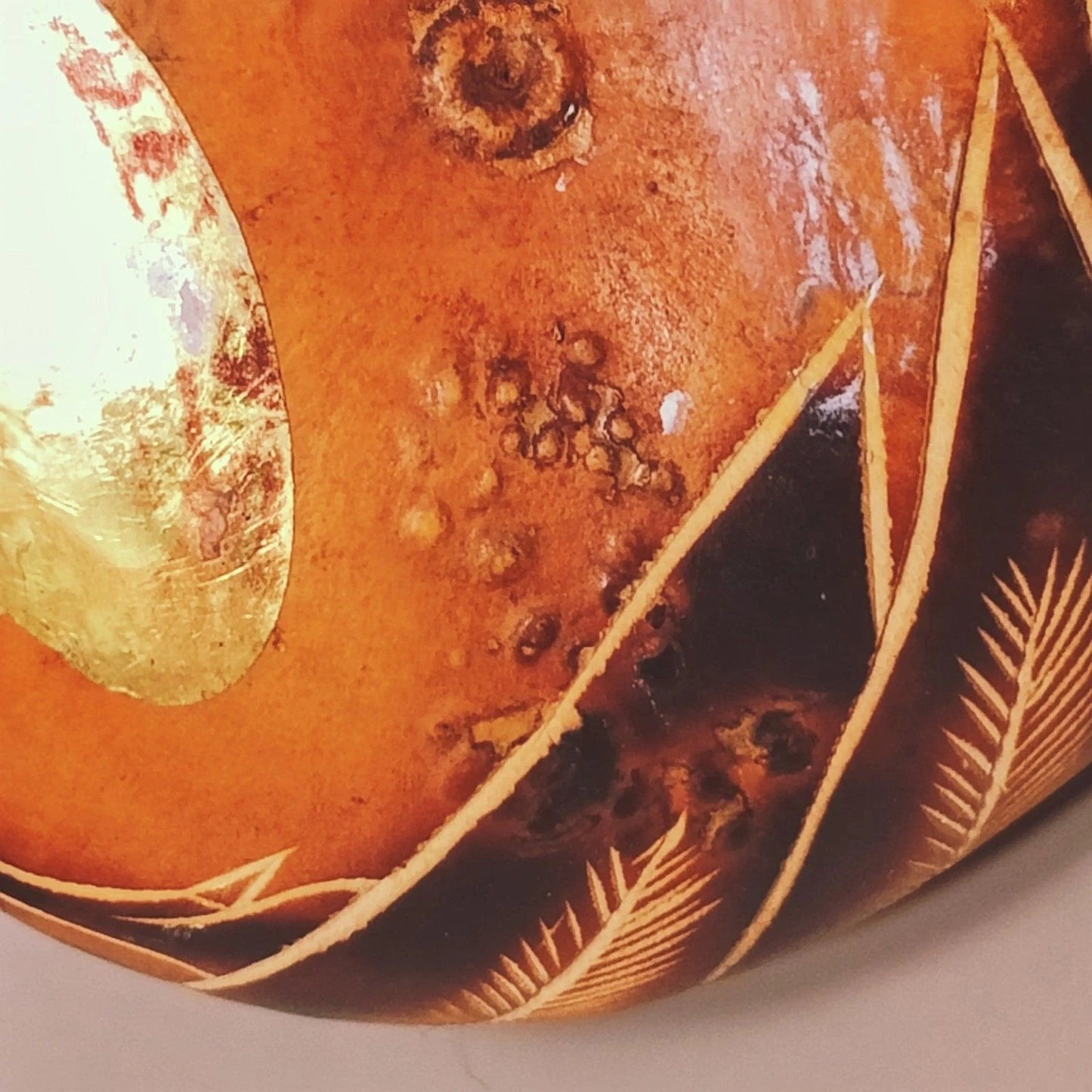 Vintage Inca Design Owl Gourd Hand Painted Andean Folk Art 4x4