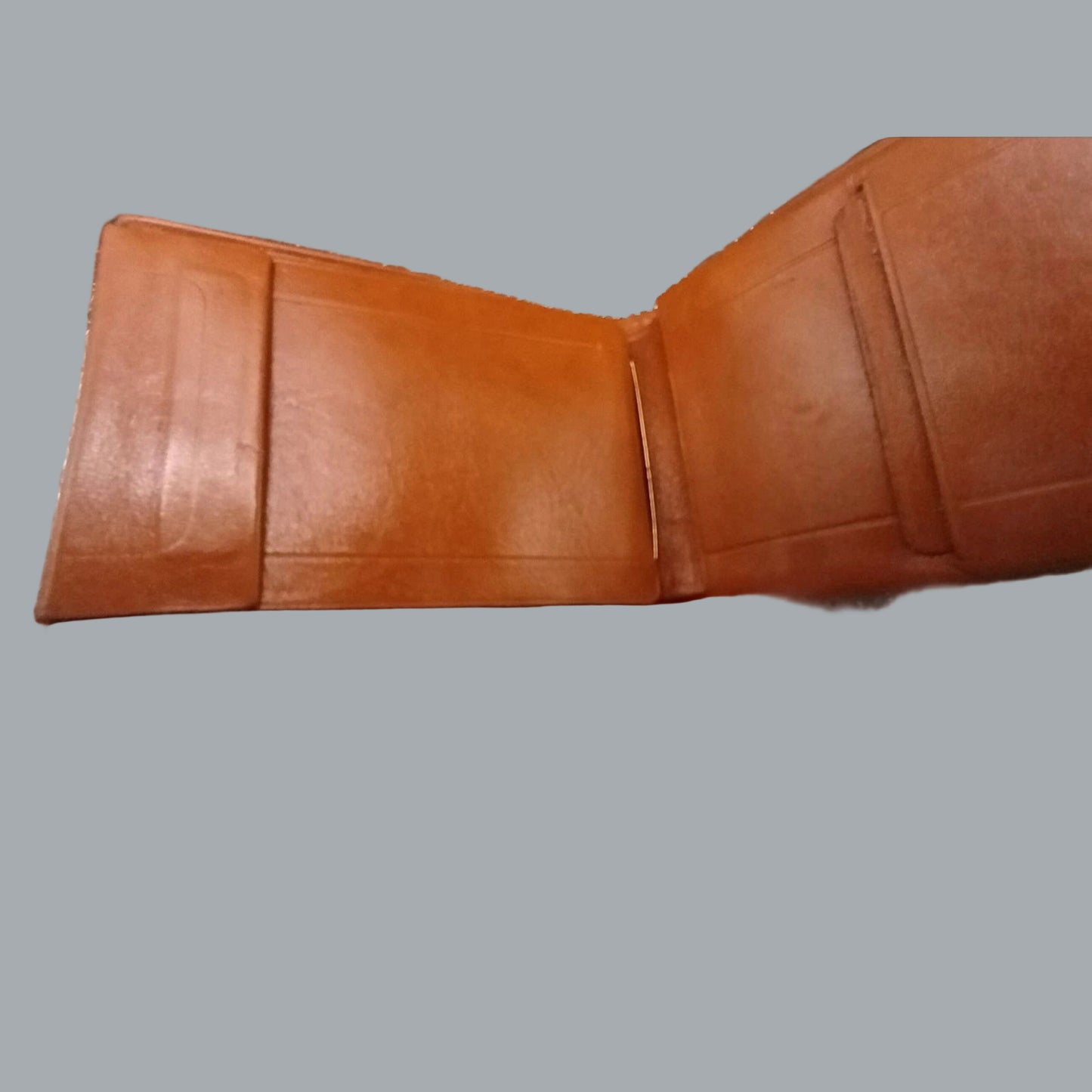 American Accessories Tan Brown Leather Trifold Mens Wallet NIB Vintage