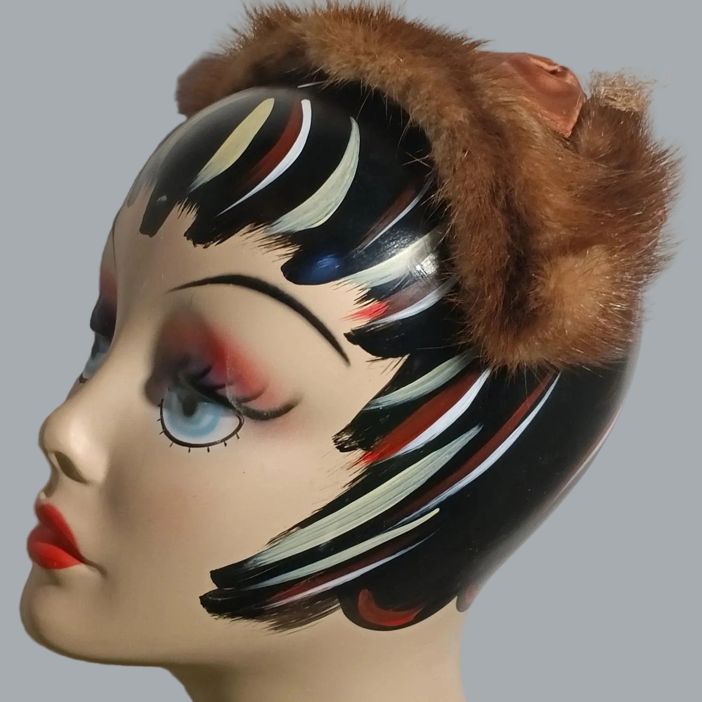 Vintage L.S. Ayres Fur Bandeau Hat Satin Bow & Veil Fascinator