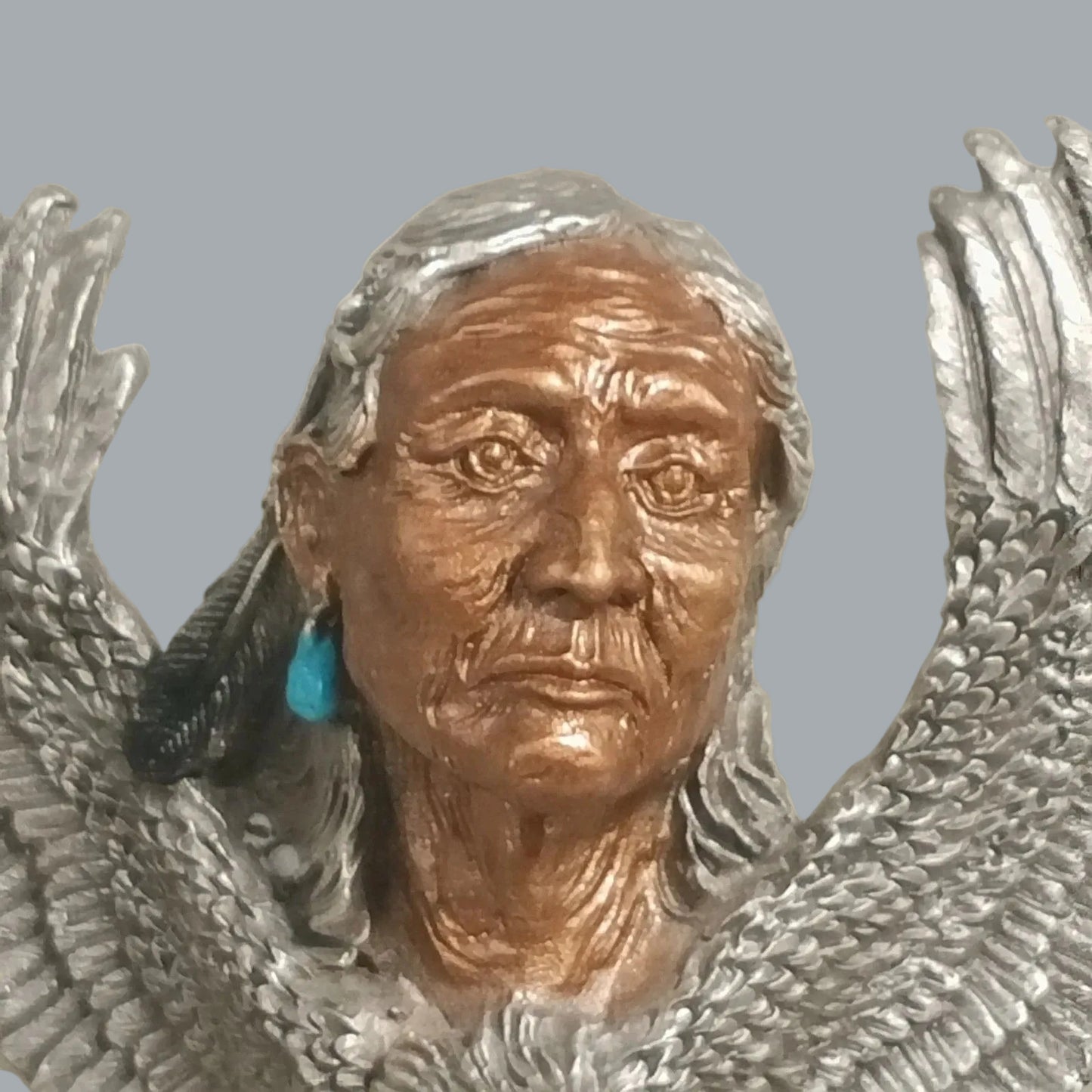 Greg Neeley Pewter Eagle Spirit Guide Native American Sculpture 4.5"