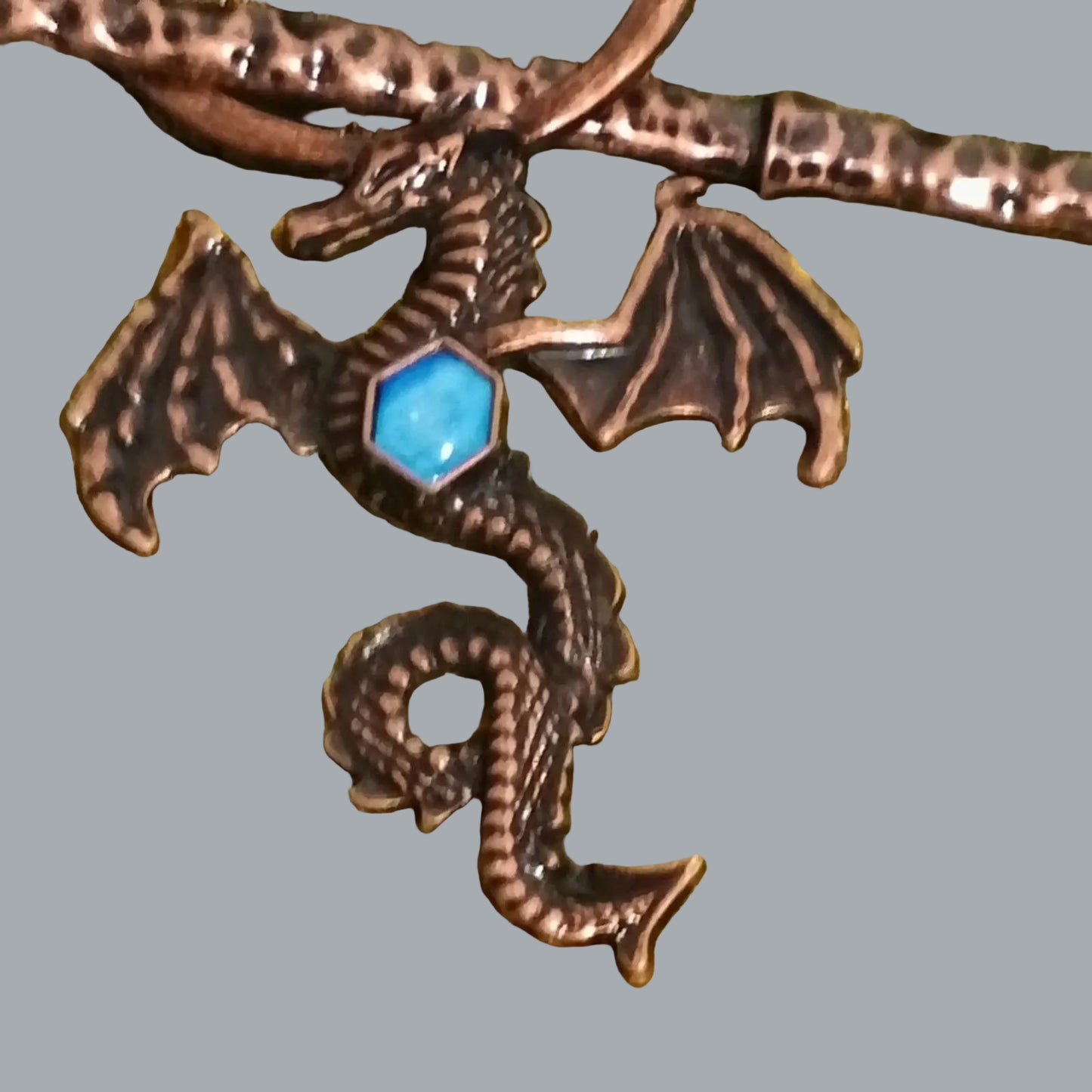 Copper Tone Dragon Hair Stick Pin Blue Stone Accent 5” Cosplay Accessory