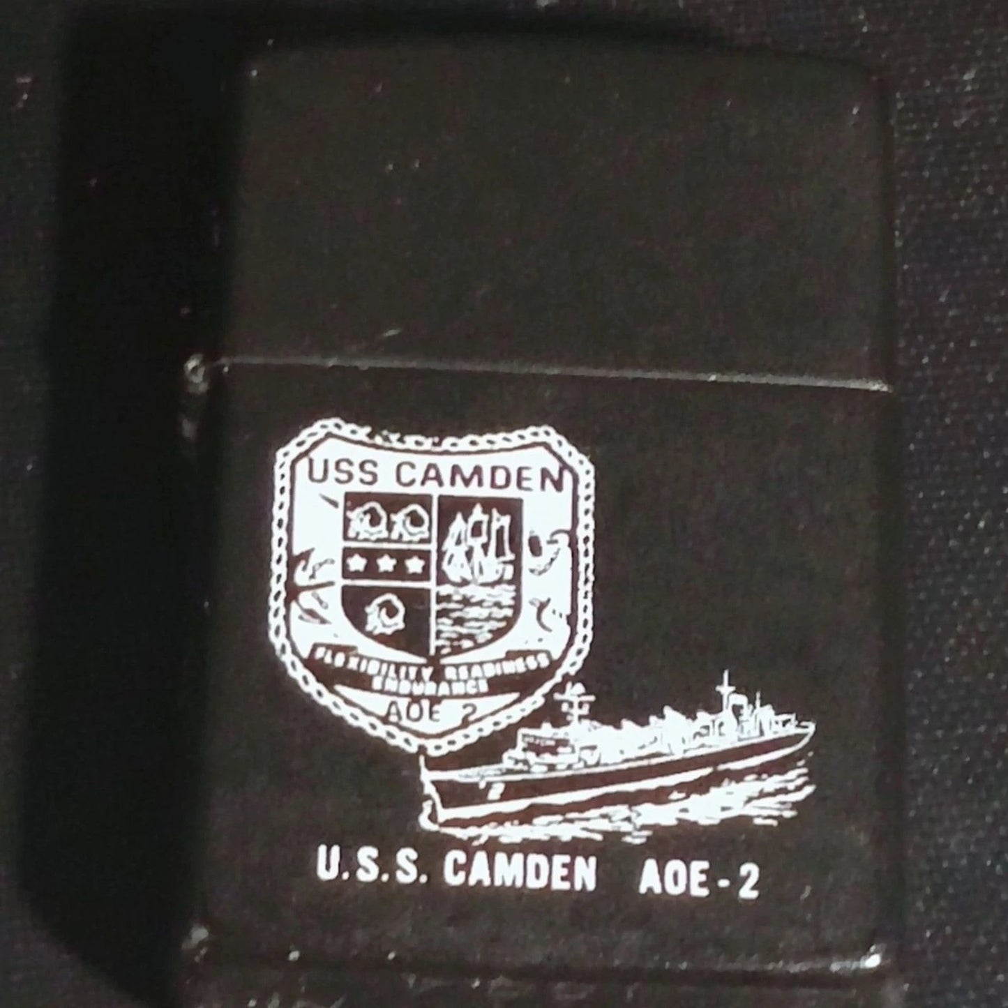Zippo USS Camden AOE-2 Navy Lighter 1994 Black Matte USA Engraved