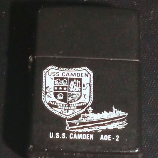 Zippo USS Camden AOE-2 Navy Lighter 1994 Black Matte USA Engraved