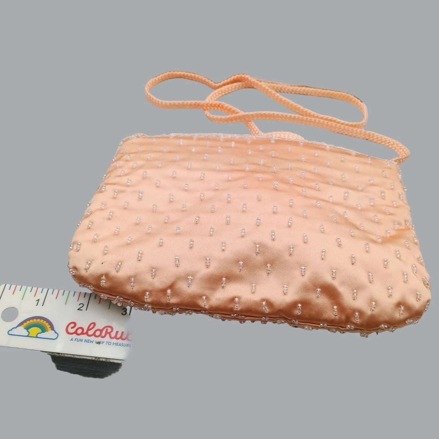 Vintage-Inspired Hand-Beaded Evening Bag Pink 8"x 6"