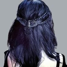 Load image into Gallery viewer, Viking Crow Hairpin - Matte Black Raven Hair Clip Gothic Norse Renaissance Faire
