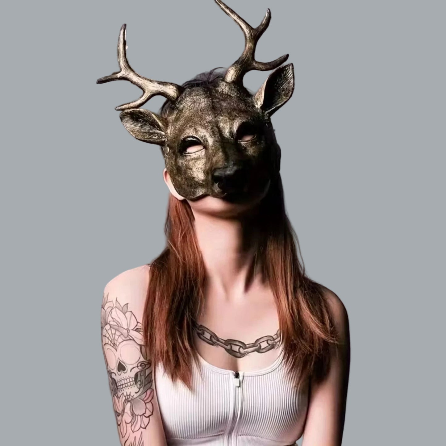 Deer Mask Animal Cosplay Mask PU Anime-Inspired Costume Accessory ren fare