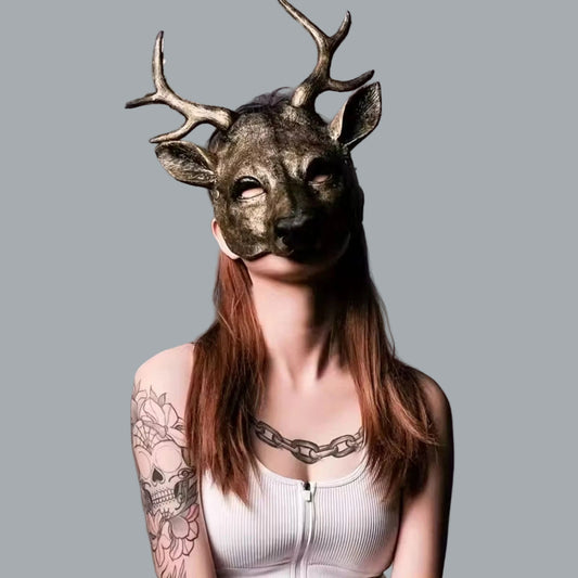 Deer Mask Animal Cosplay Mask PU Anime-Inspired Costume Accessory ren fare