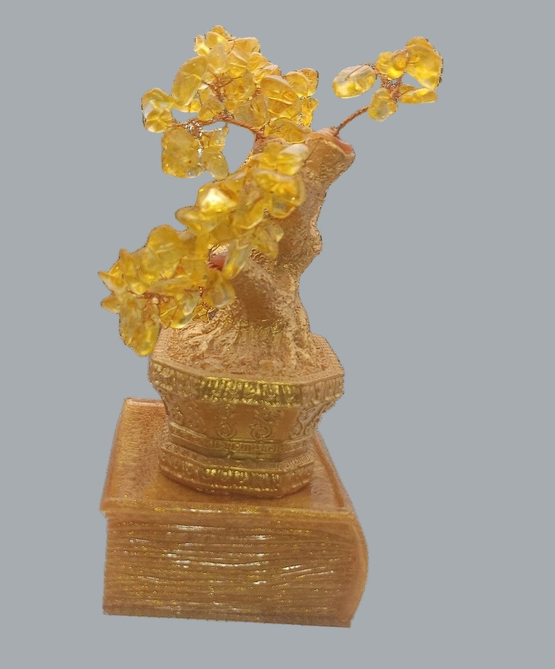 Yellow Gemstone Tree in Gold Pot – Prosperity Crystal Decor & Gift Idea