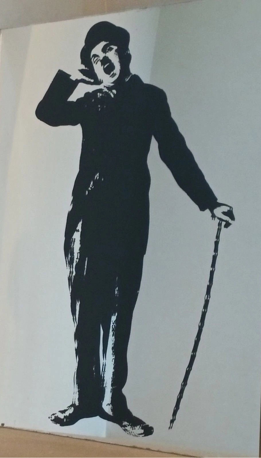 Vintage Charlie Chaplin Silhouette Mirror Wall Art Glass Plaque
