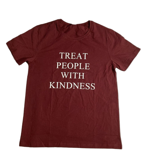 Treat People With Kindness LARGE Dark Red / Burgundy T-Shirt 2X lookface