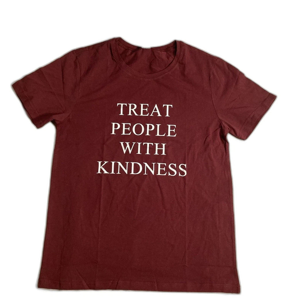 Treat People With Kindness LARGE Dark Red / Burgundy T-Shirt 2X lookface