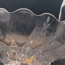 Load image into Gallery viewer, Vintage Indiana Glass Wheat Leaf 3-Footed Bowl 10&quot; Clear Etched Crystal Unmarked
