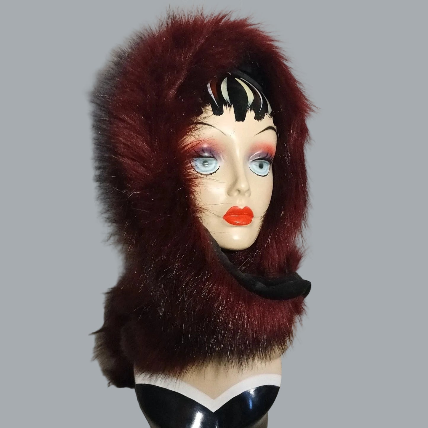 Versatile Burgundy Faux Fur Scarf Boa 60” x 5” Lined Soft Winter Wrap